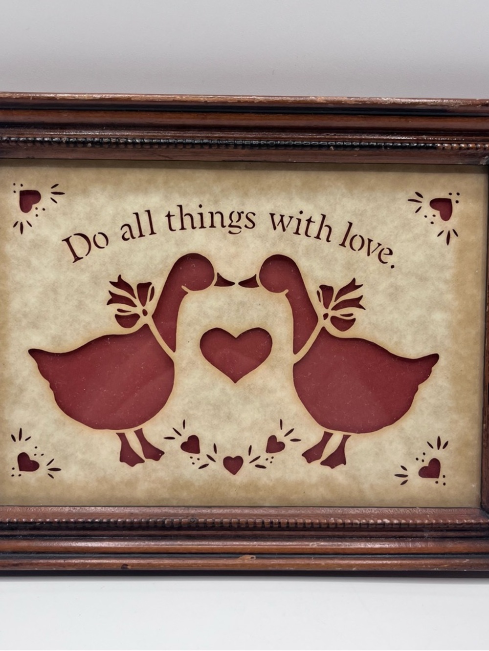 Do All Things With Love Framed Wall Art - Red and Cream